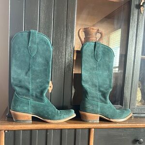 Green Suede Cowboy Boots